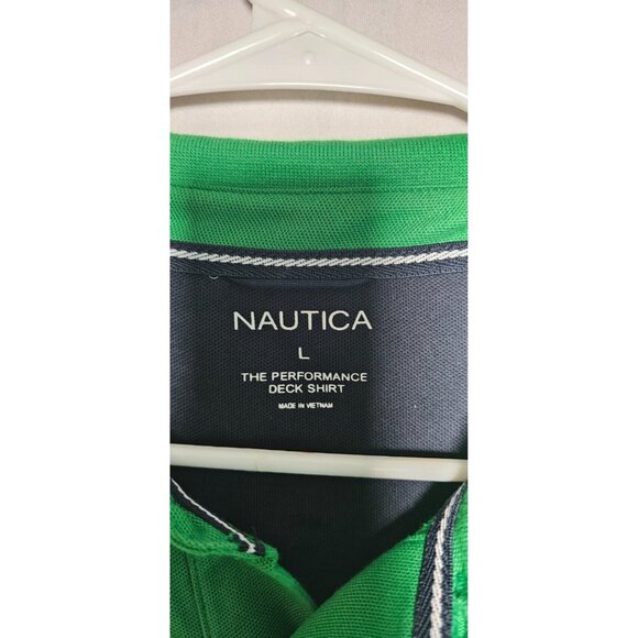 Nautica Polo Shirt Men’s Large Green Deck Short Sleeve Casual New Without Tag - Picture 2 of 3